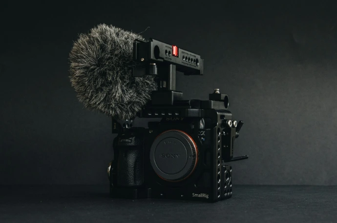 black Sony camera near wall